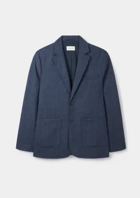Dark Blue Wool Tweed Blazer