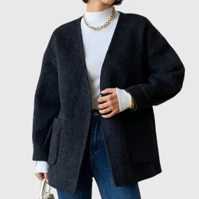 DARK GREY Belted Cardigan with Pockets