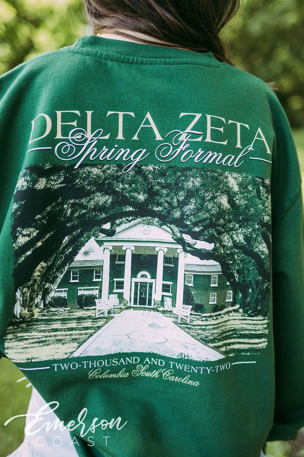 Delta Zeta Spring Formal Green Crewneck