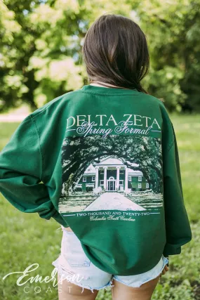 Delta Zeta Spring Formal Green Crewneck