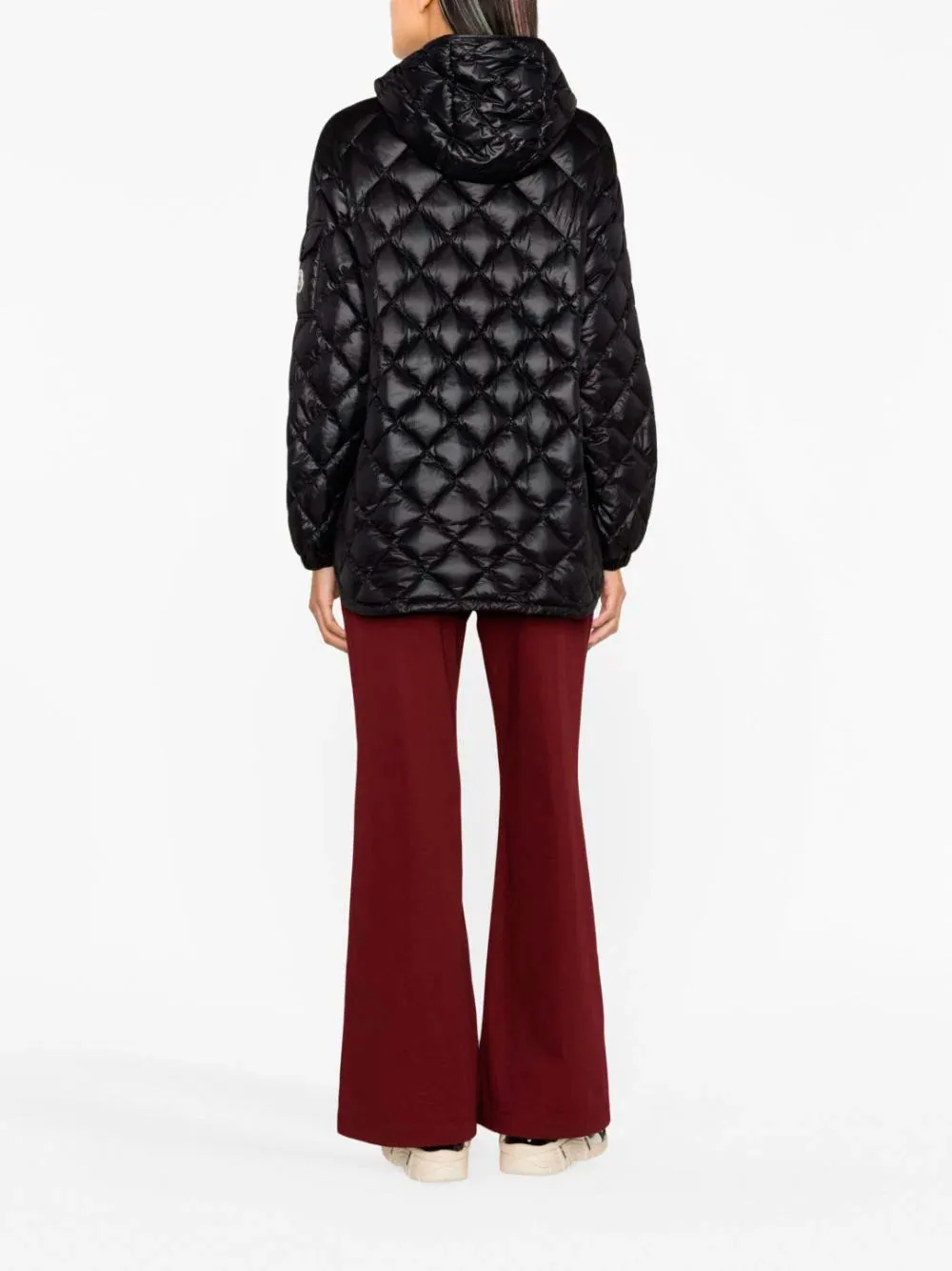 Diamond-quilted hooded jacket