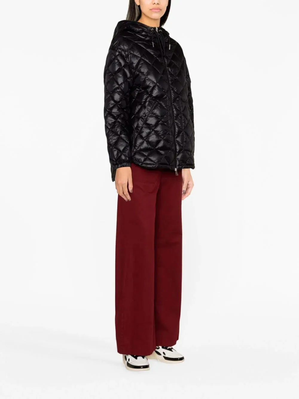Diamond-quilted hooded jacket