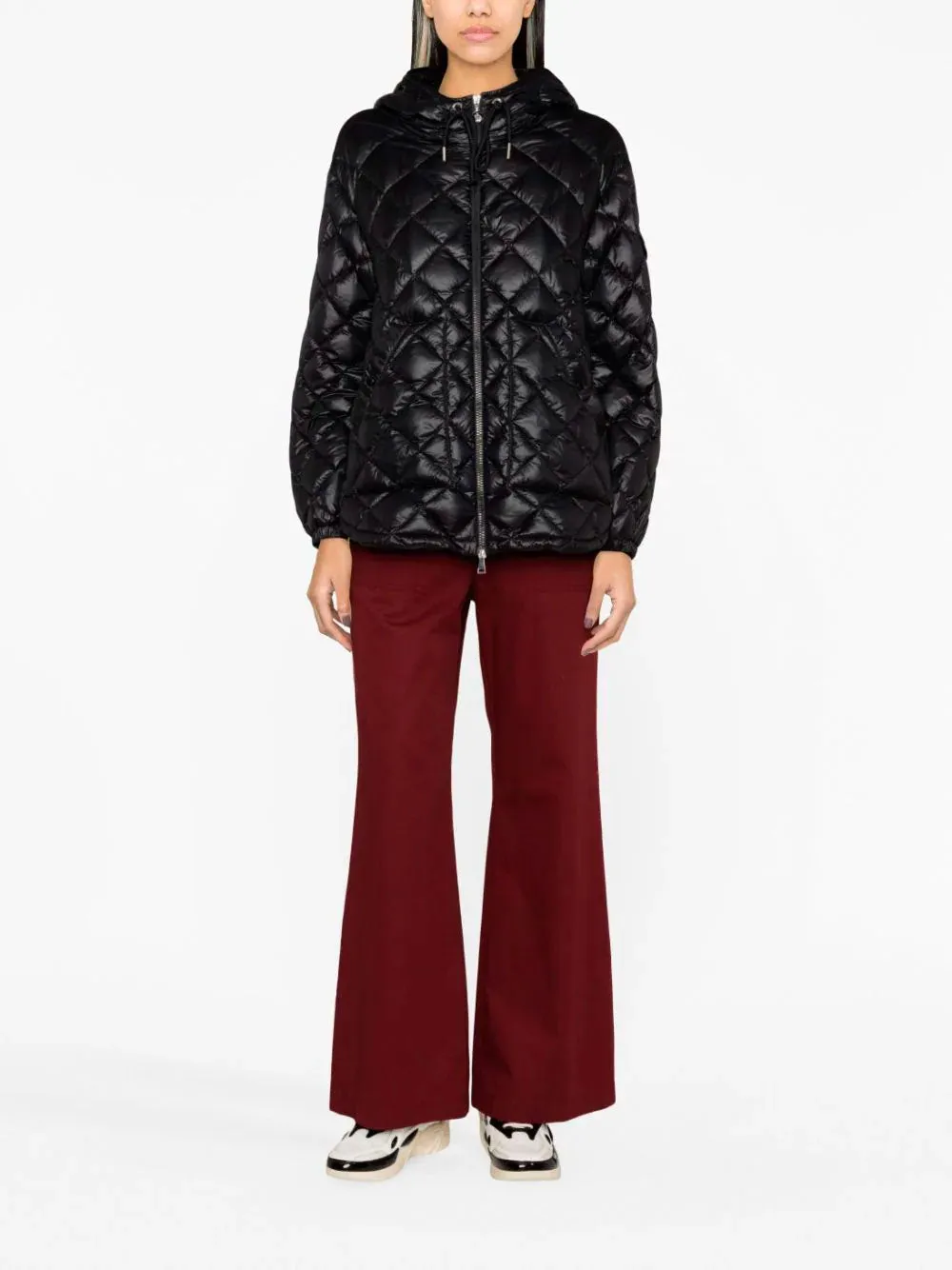 Diamond-quilted hooded jacket
