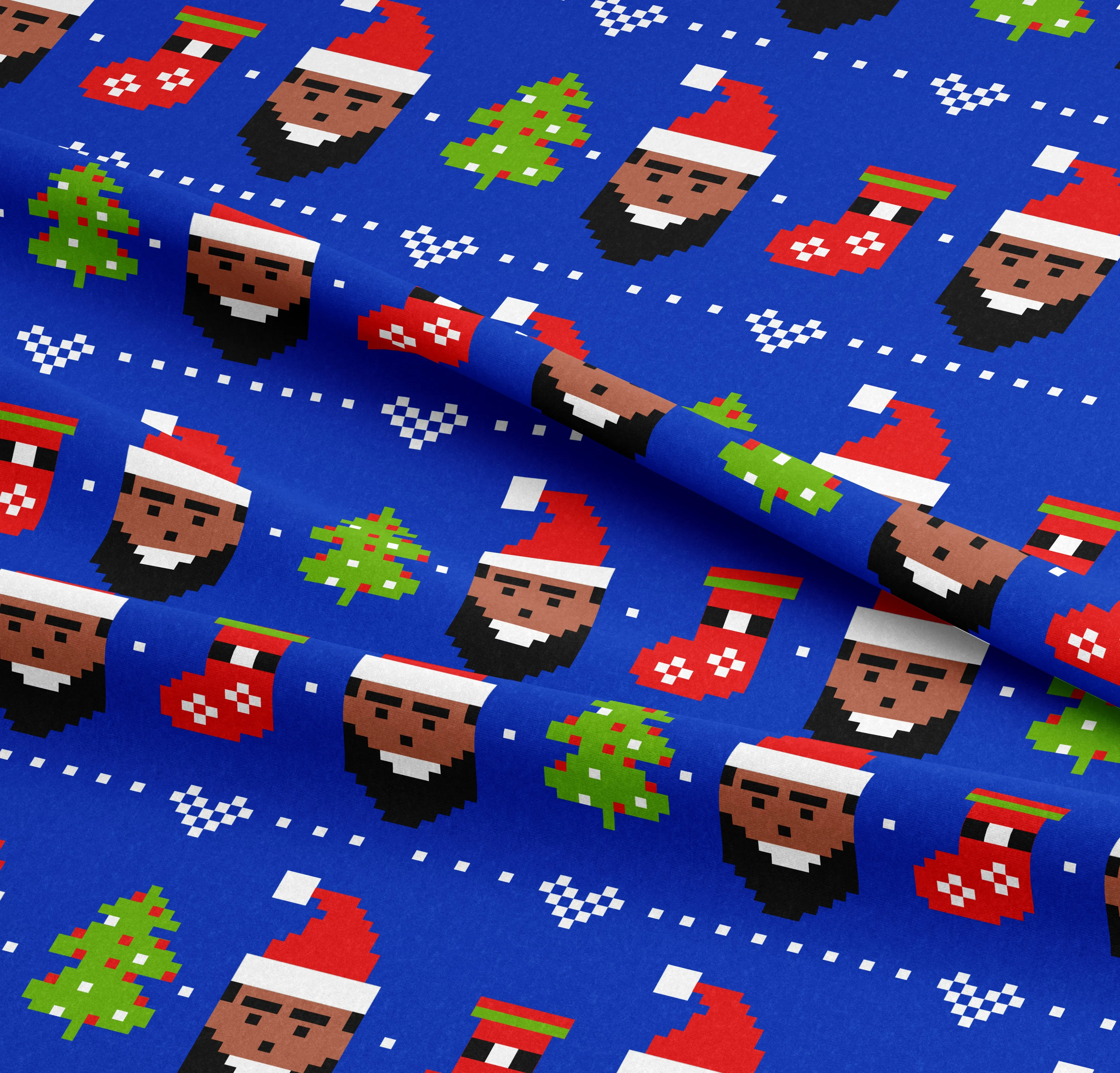 Digital Black Santa Men's Pajama Set
