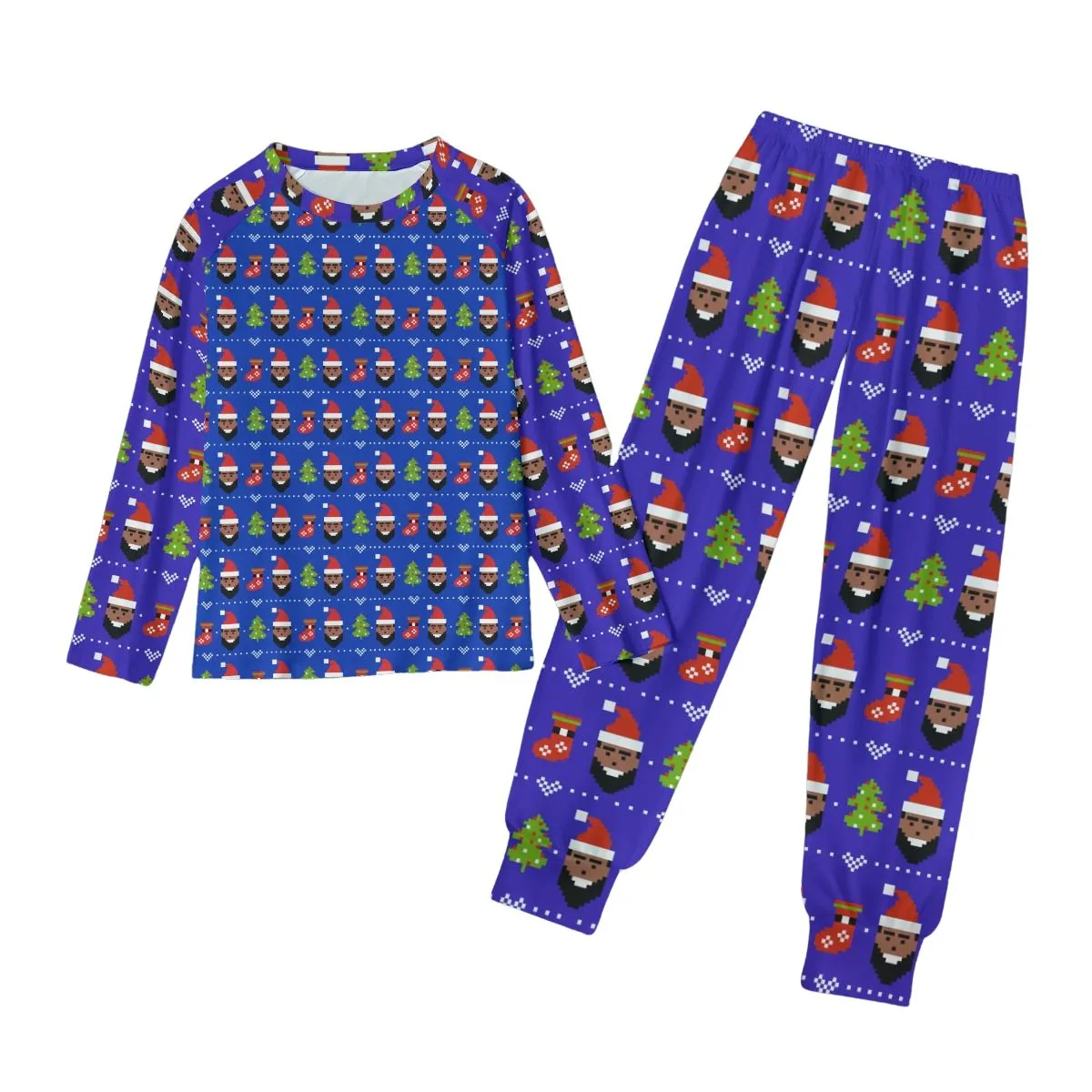Digital Black Santa Men's Pajama Set
