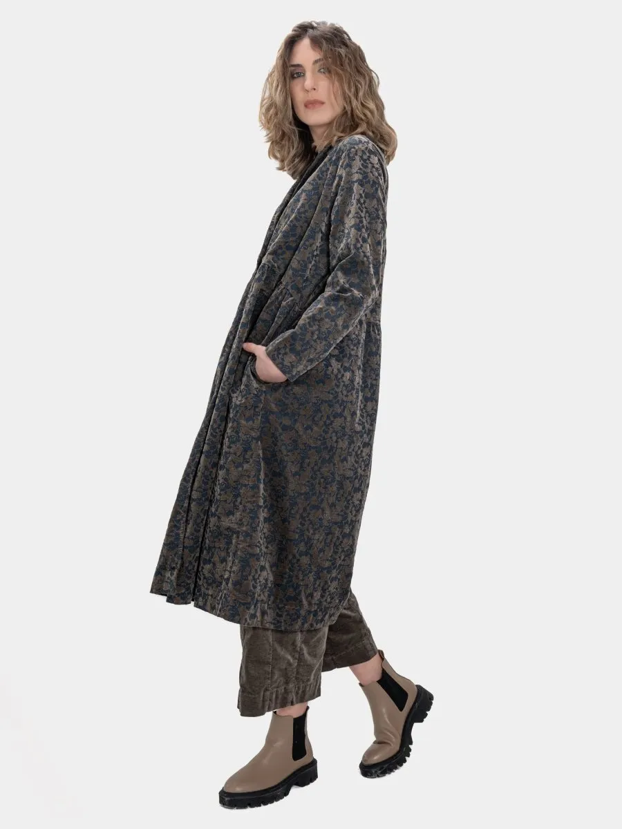 Double Breasted Floral Coat Dress