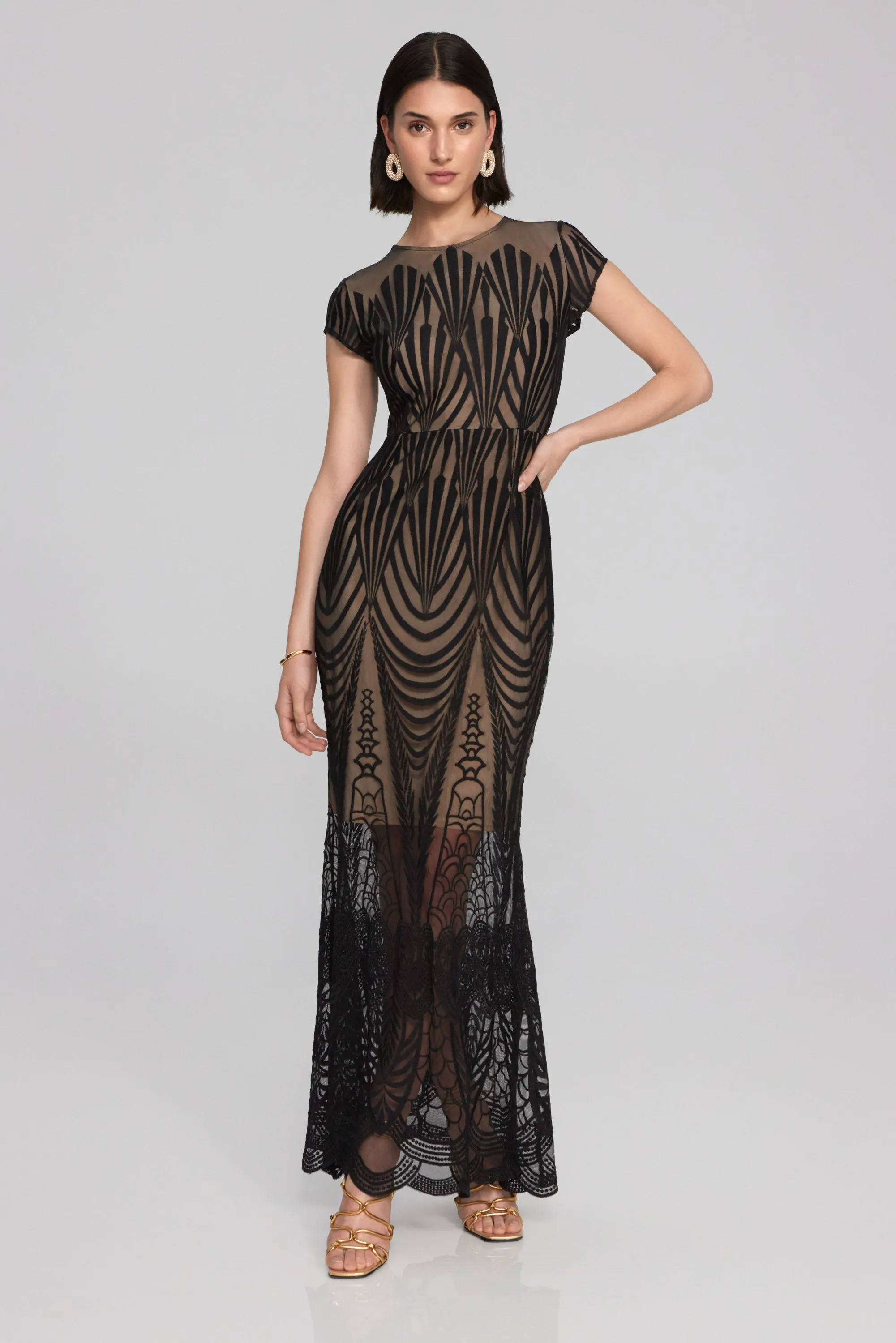 Embroidered Lace Trumpet Gown