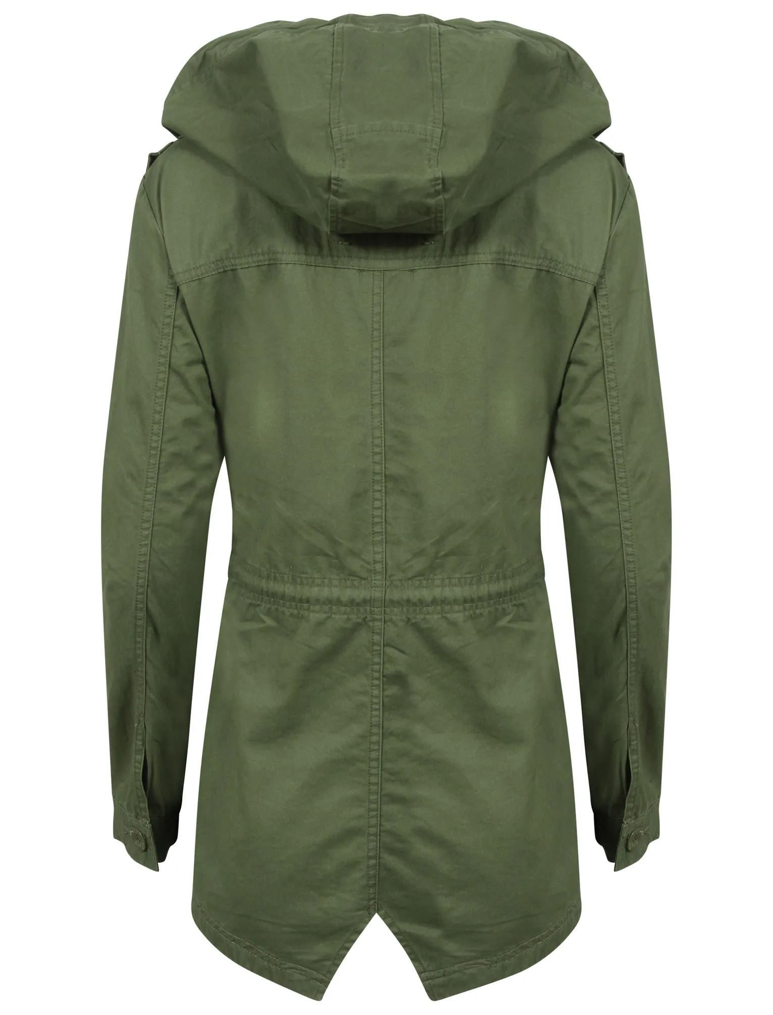 Emer Cotton Twill Hooded Parka Jacket In Khaki - Tokyo Laundry