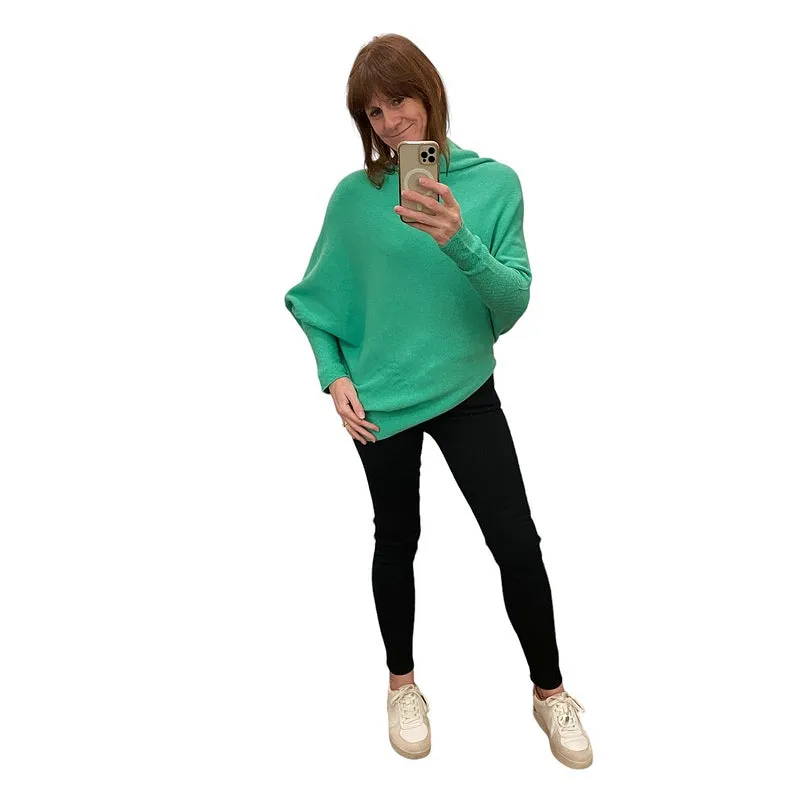 Emilie Asymmetric Jumper in Grass Green