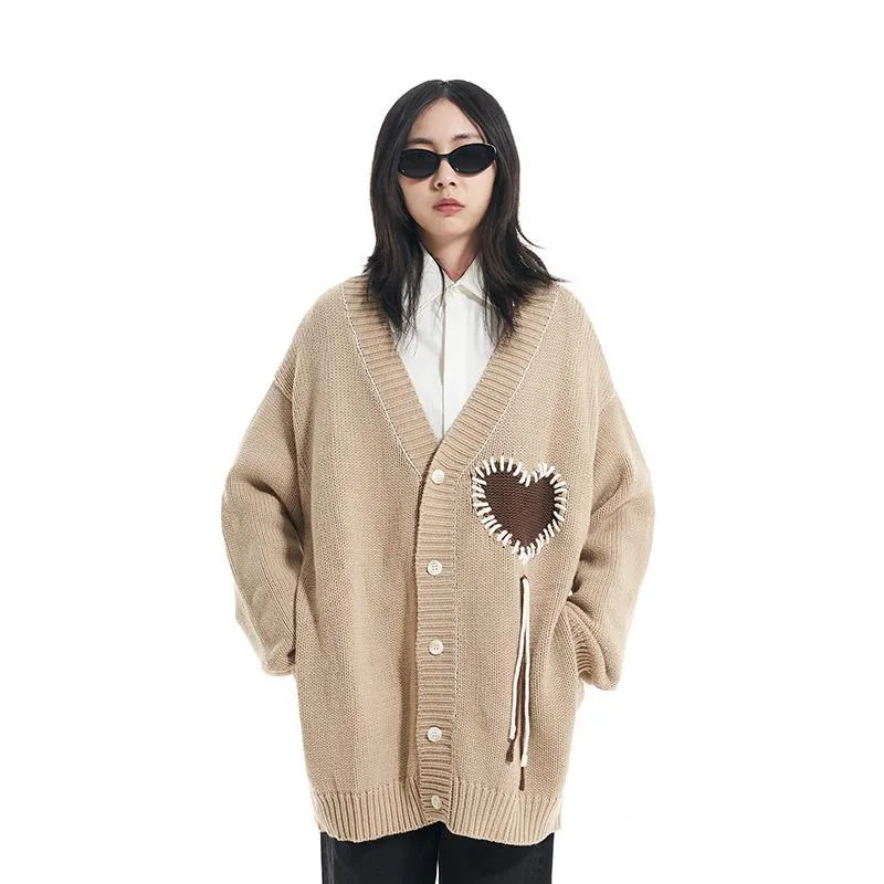 Fashionkova  Gothic Heart Cardigan Sweater For Women Harajuku Emo Embroidery Black Knitted Jumper Female Vintage Long Sleeve Jackets