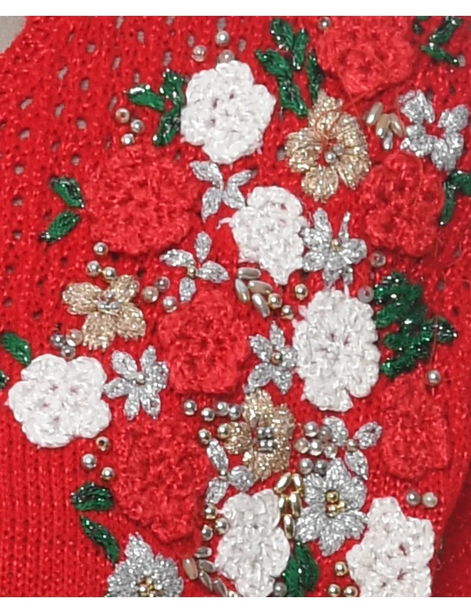 Floral Christmas Jumper - M