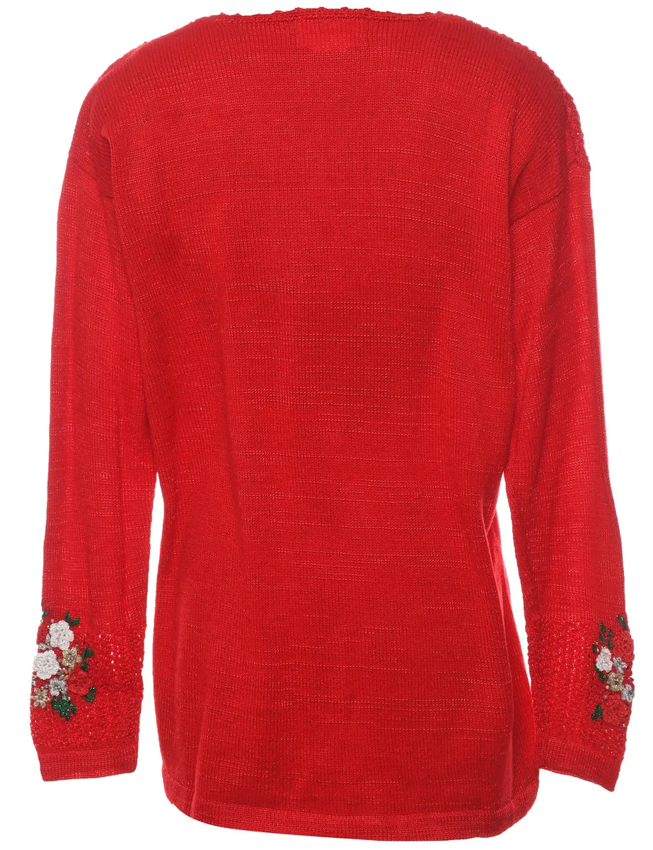 Floral Christmas Jumper - M