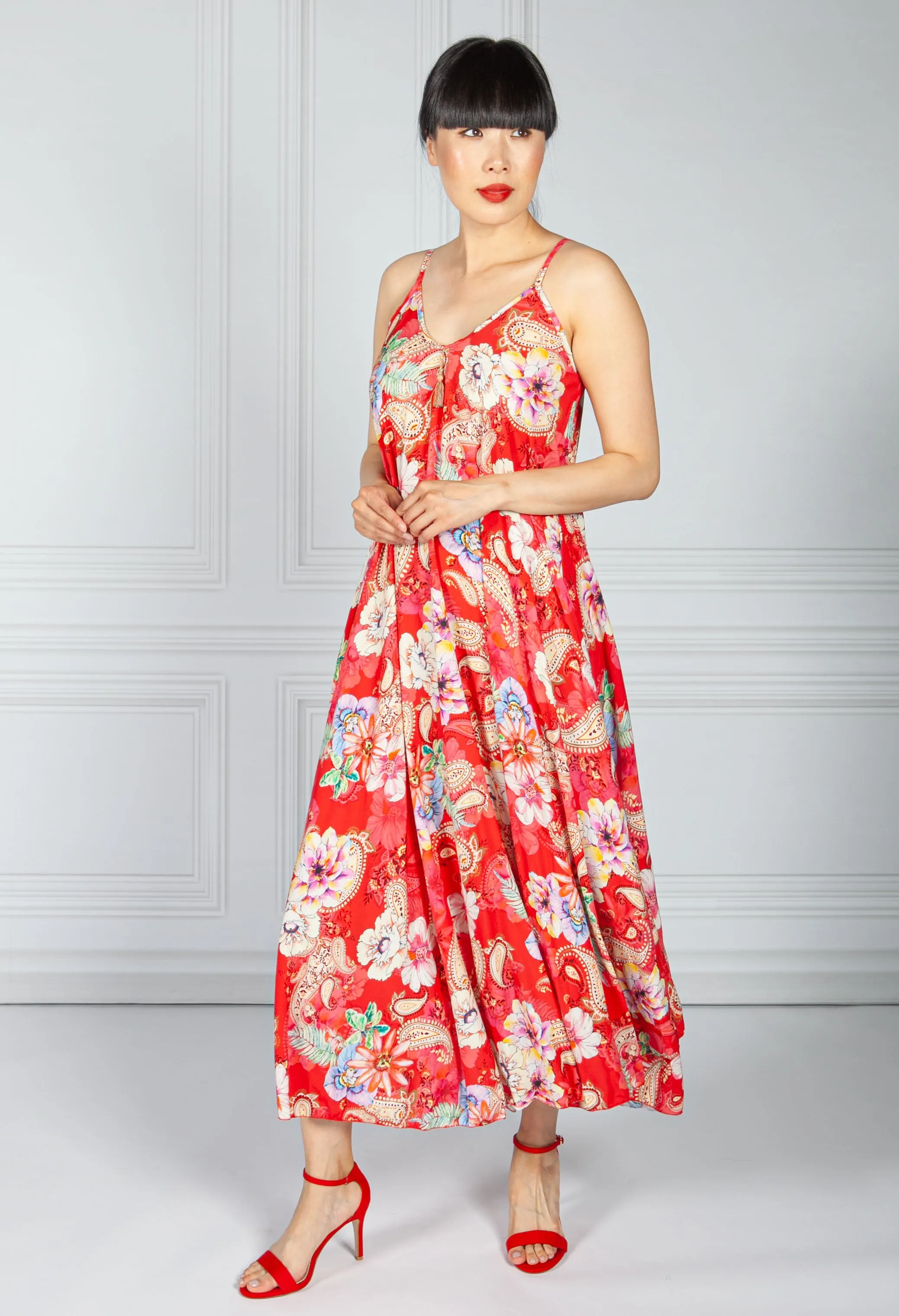 Floral Print Maxi Dress in Ruby Mix