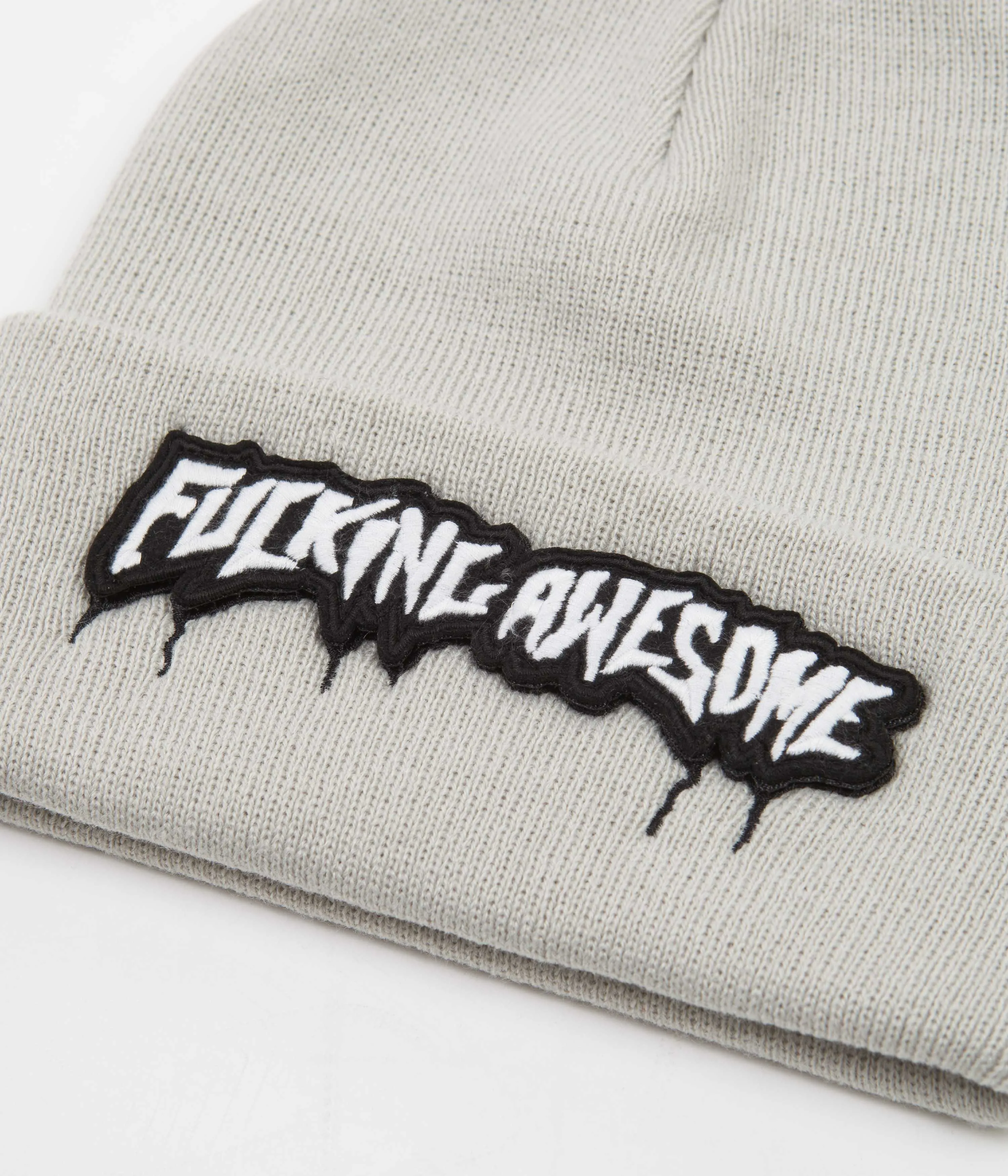 Fucking Awesome Velcro Stamp Cuff Beanie - Grey
