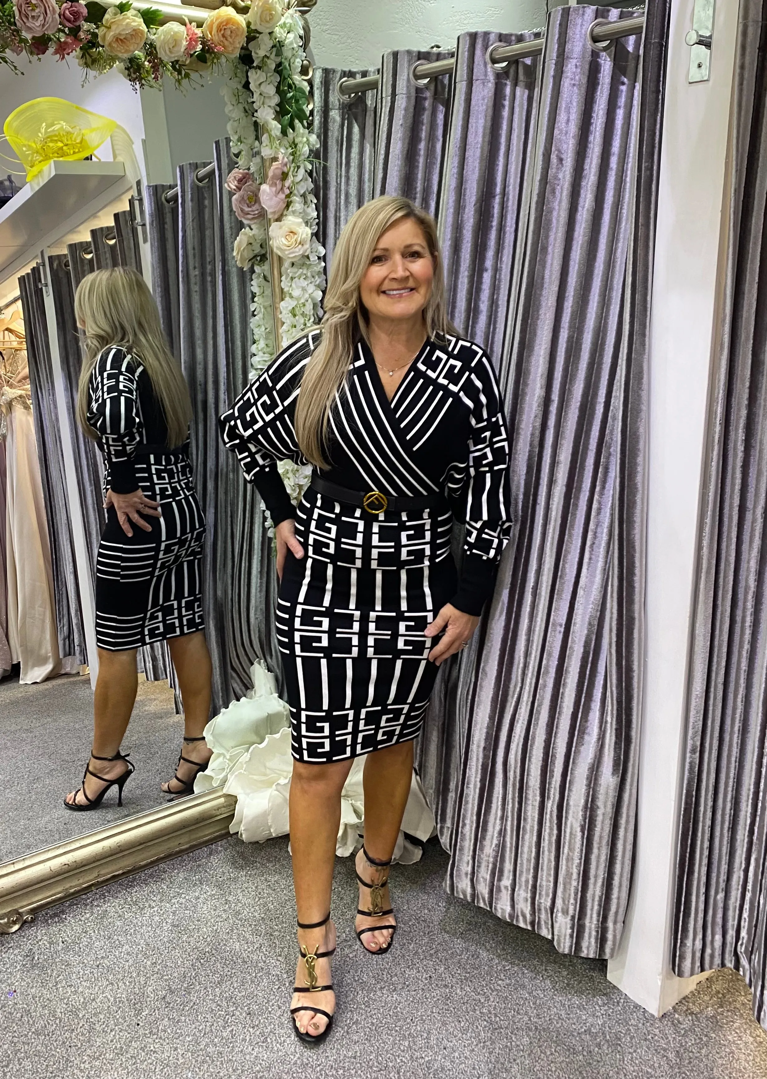 Geo pattern soft knitted dress