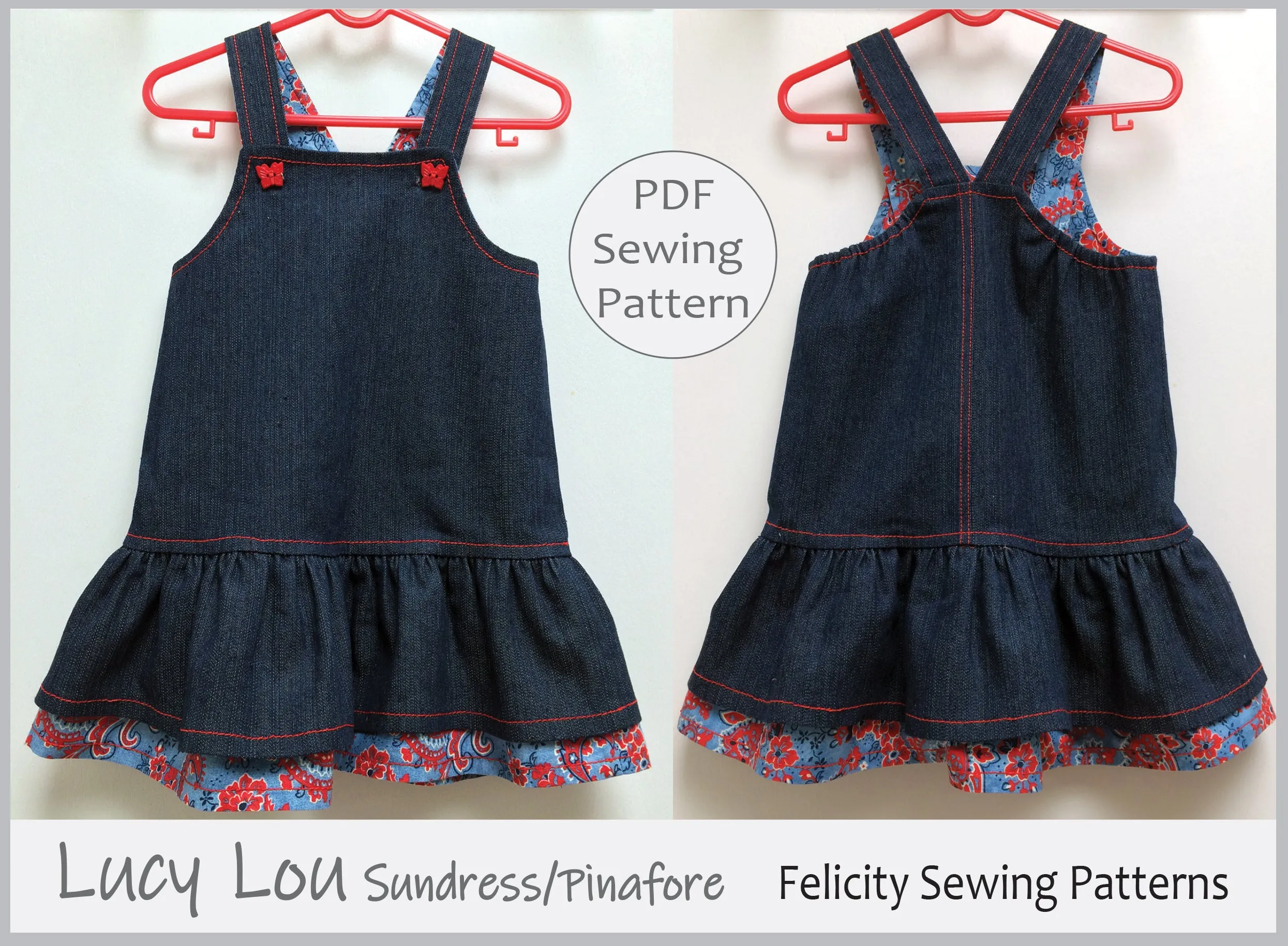 Girl's dress pattern  LUCY LOU sizes 1 to 10 years jumper dress or sundress pdf pattern