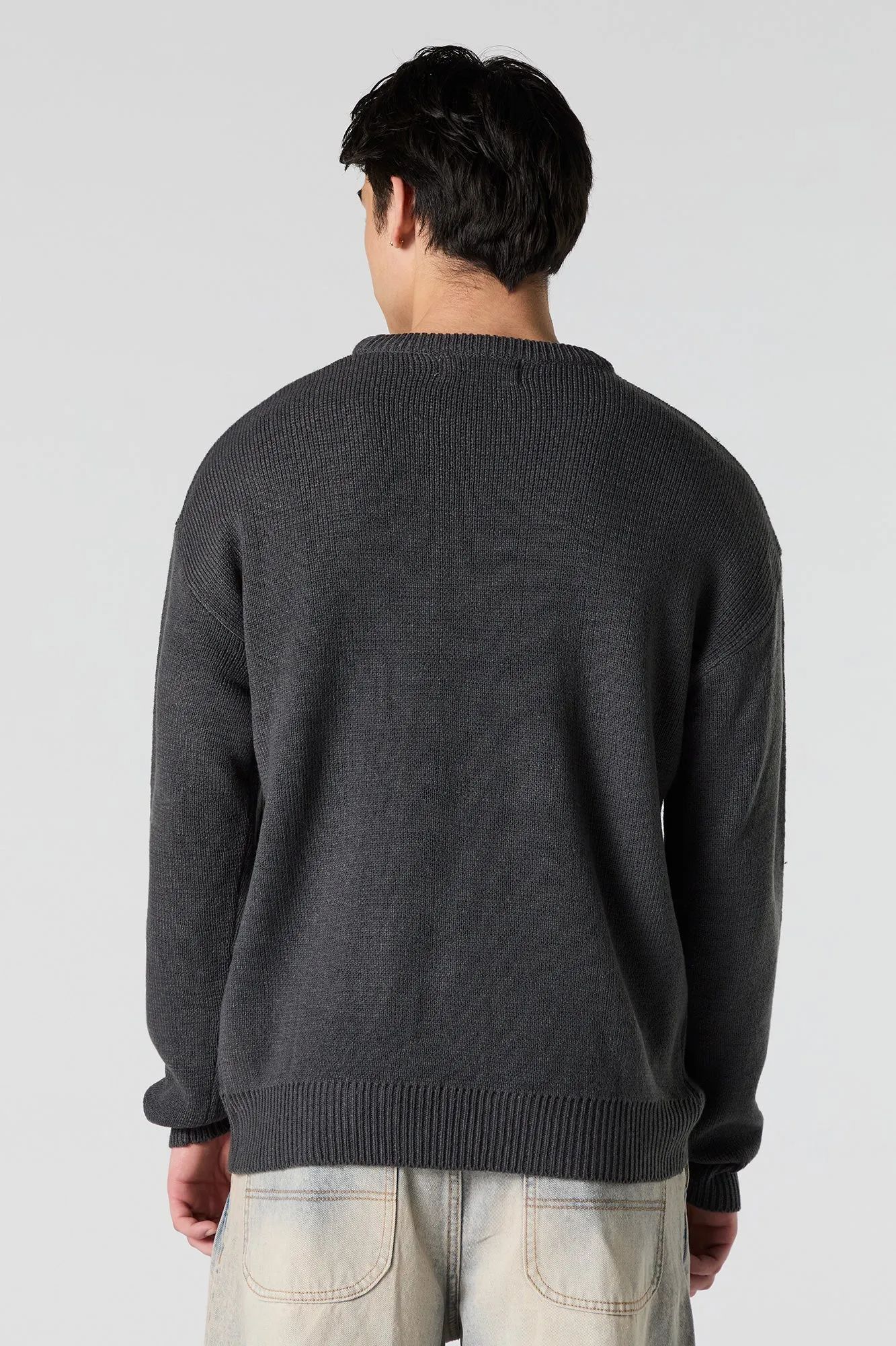 Gothic Text Jacquard Knit Sweater