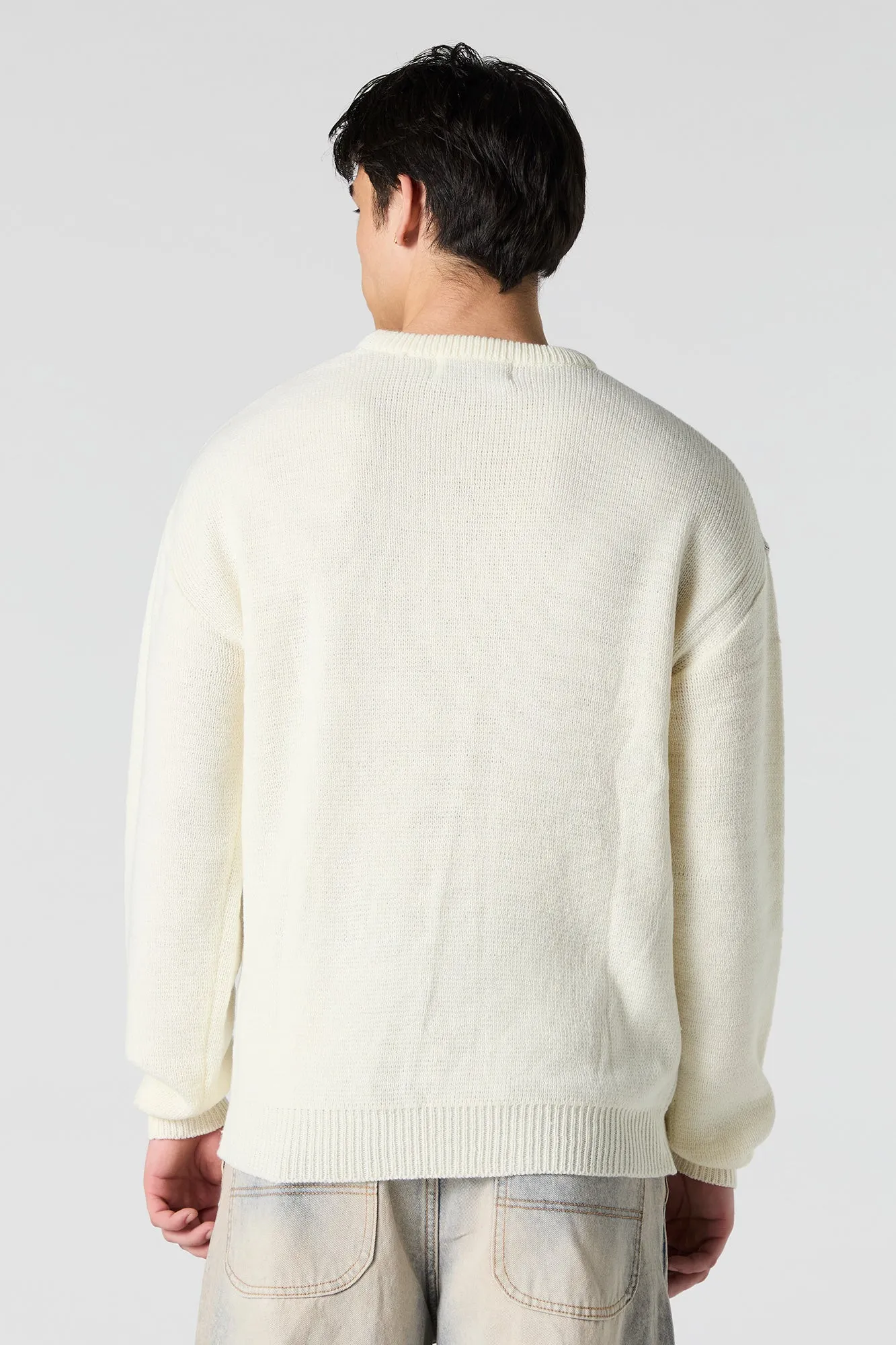 Gothic Text Jacquard Knit Sweater