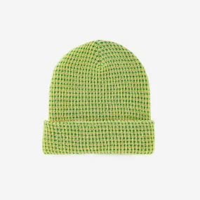 Grid Knit Beanie - Lime Pink