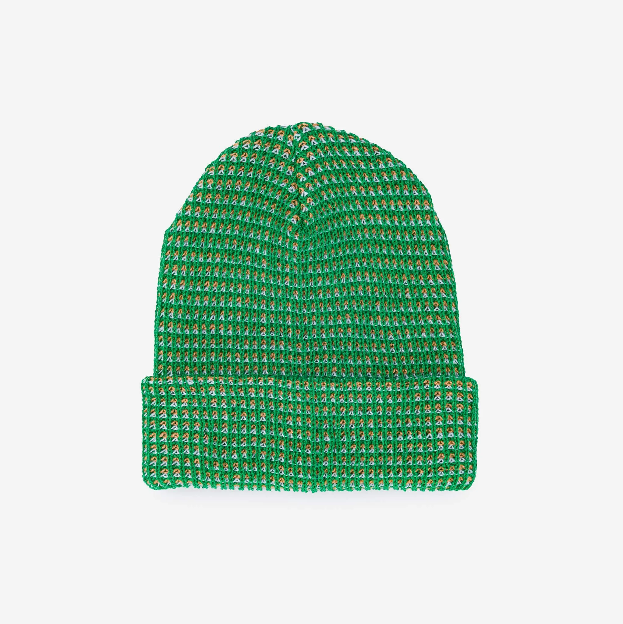Grid Knit Beanie - Lime Pink
