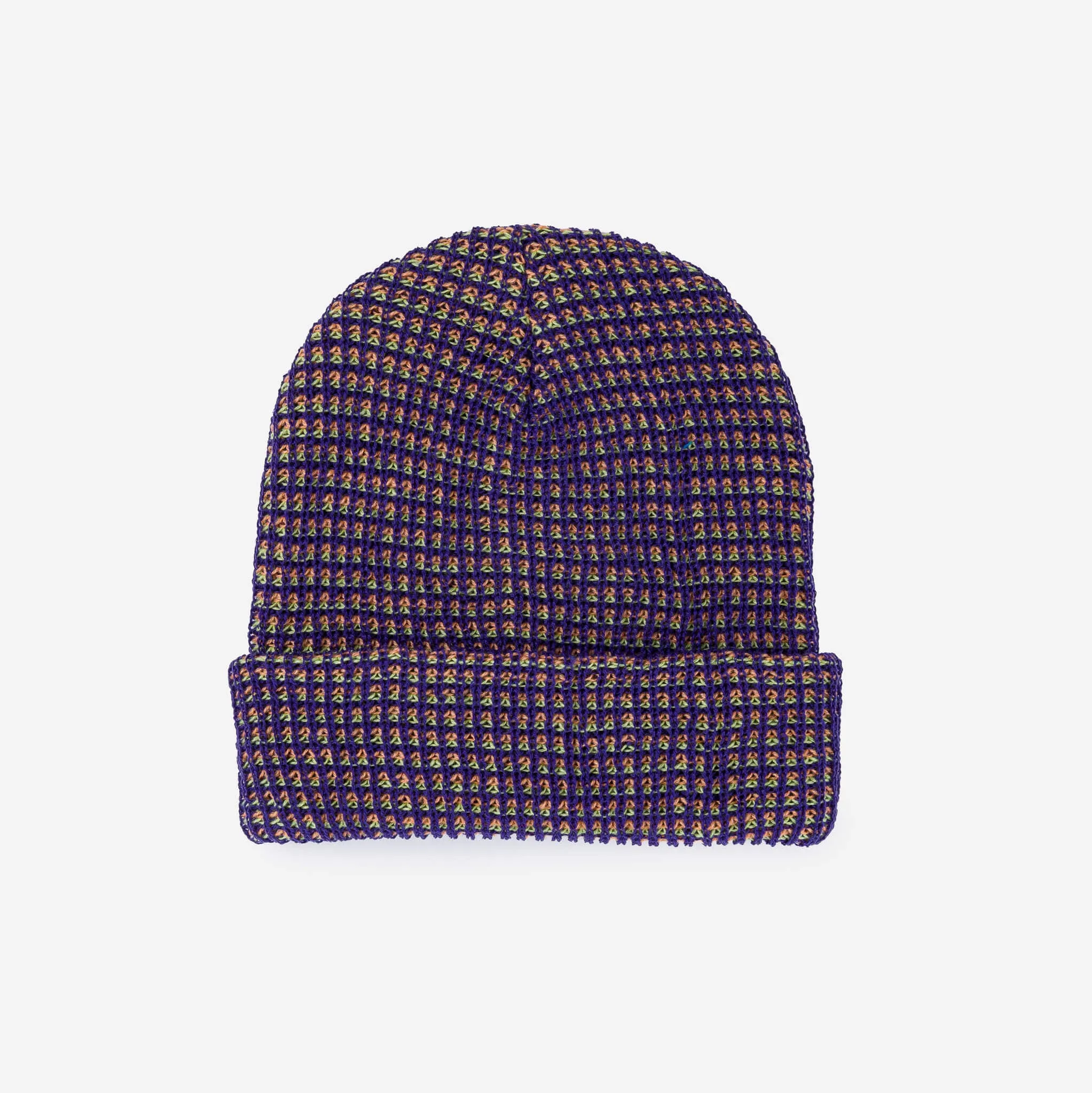 Grid Knit Beanie - Lime Pink