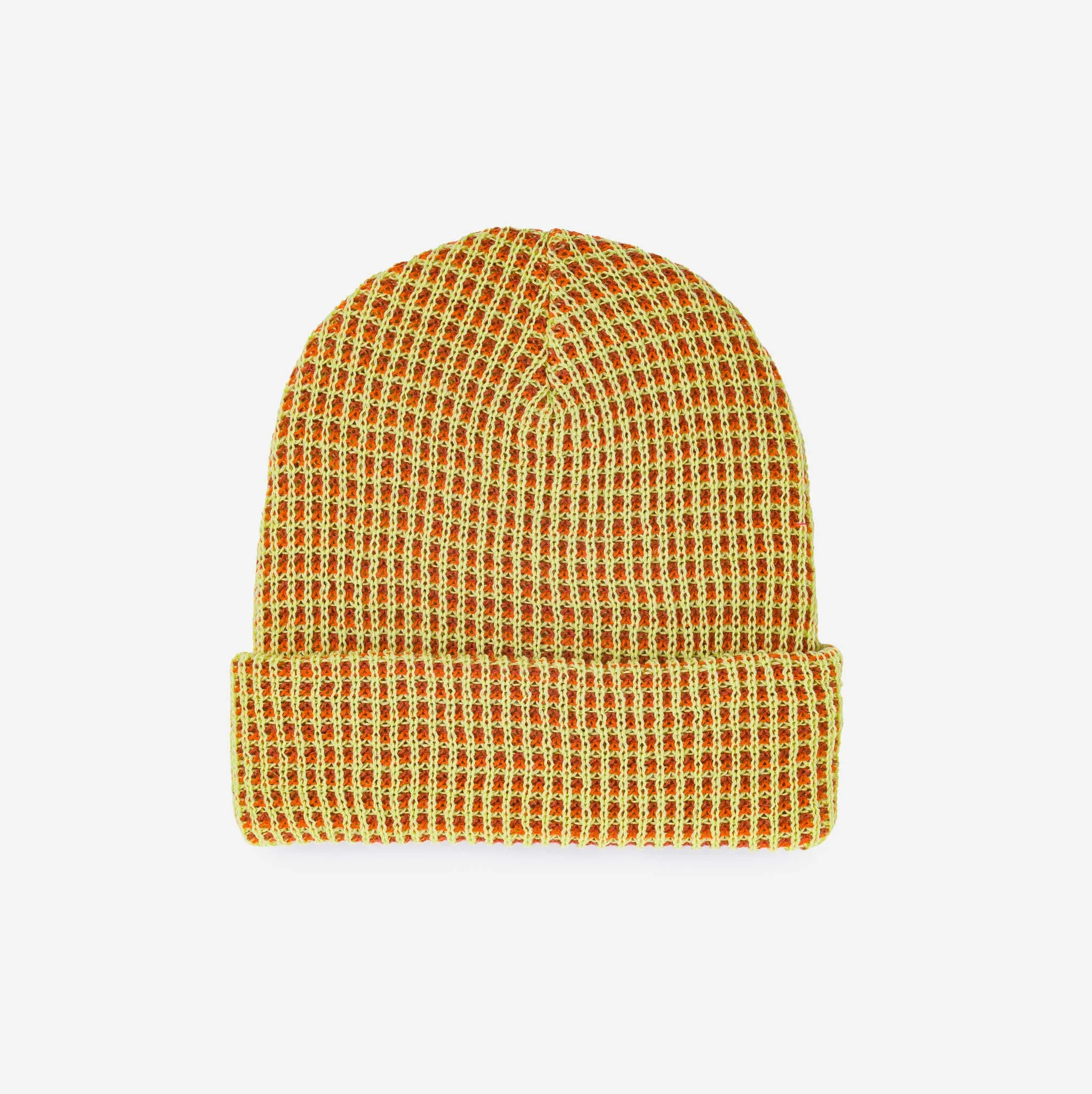 Grid Knit Beanie - Lime Pink