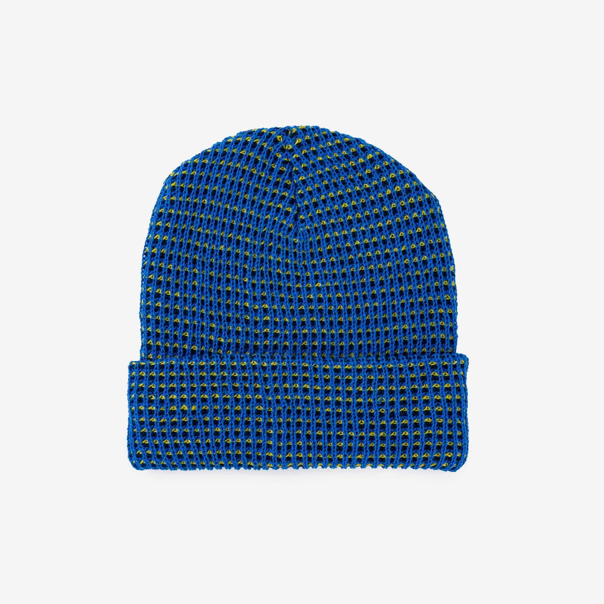 Grid Knit Beanie - Lime Pink