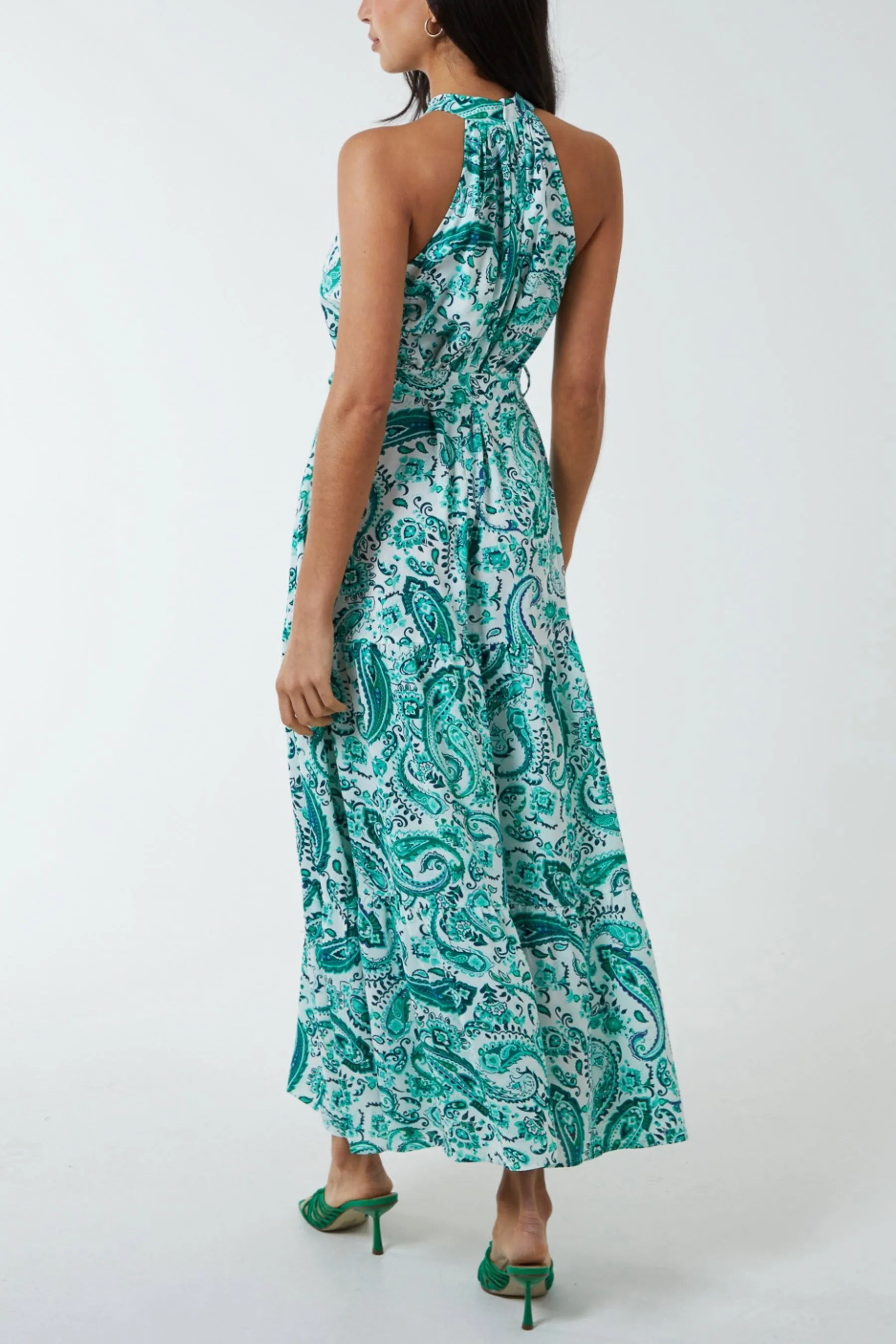 Halterneck Paisley Print Maxi Dress