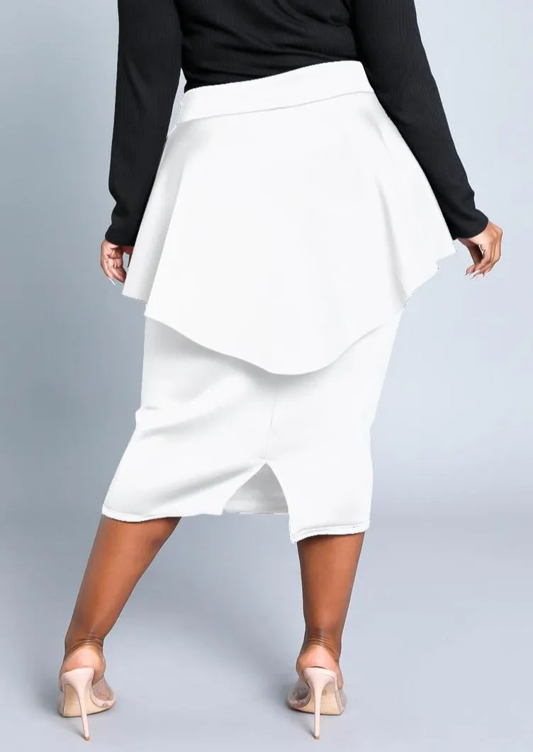 HI Curvy Plus Size Women Peplum Midi Pencil Skirt