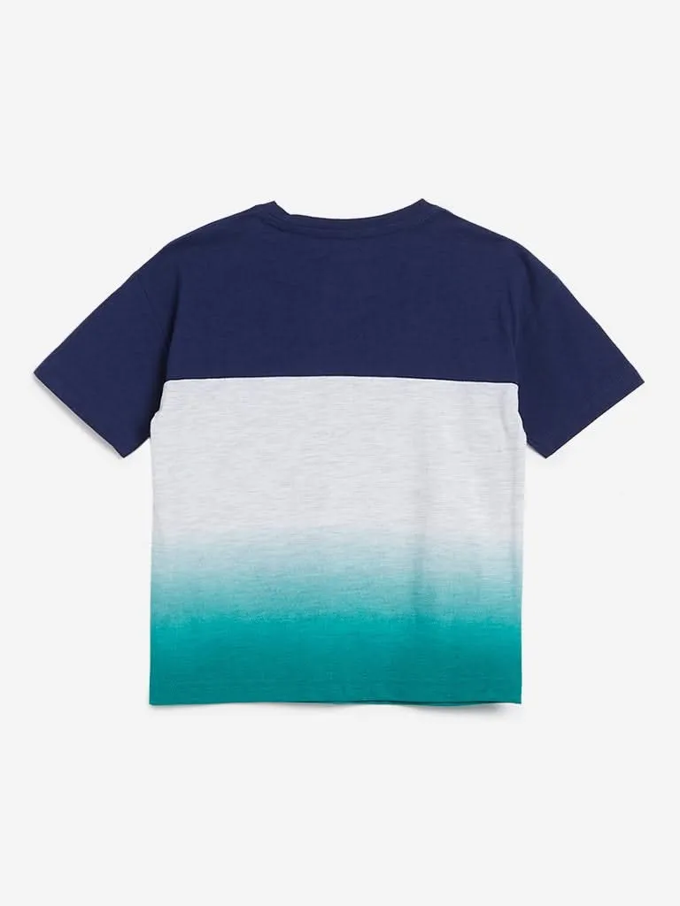 HOP Kids Grey Colour-Blocked T-Shirts