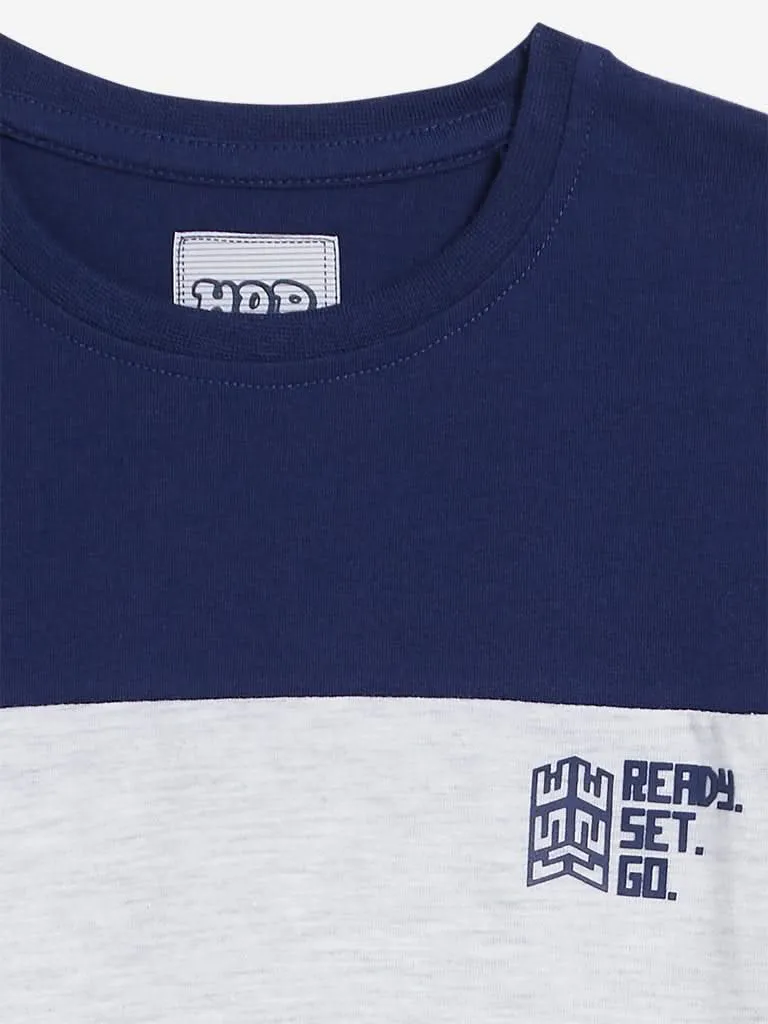 HOP Kids Grey Colour-Blocked T-Shirts