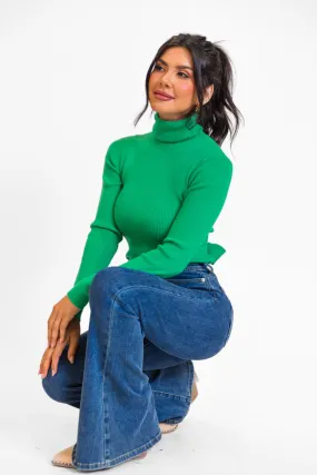 I Remember Everything Green Tie Back Turtleneck Sweater FINAL SALE
