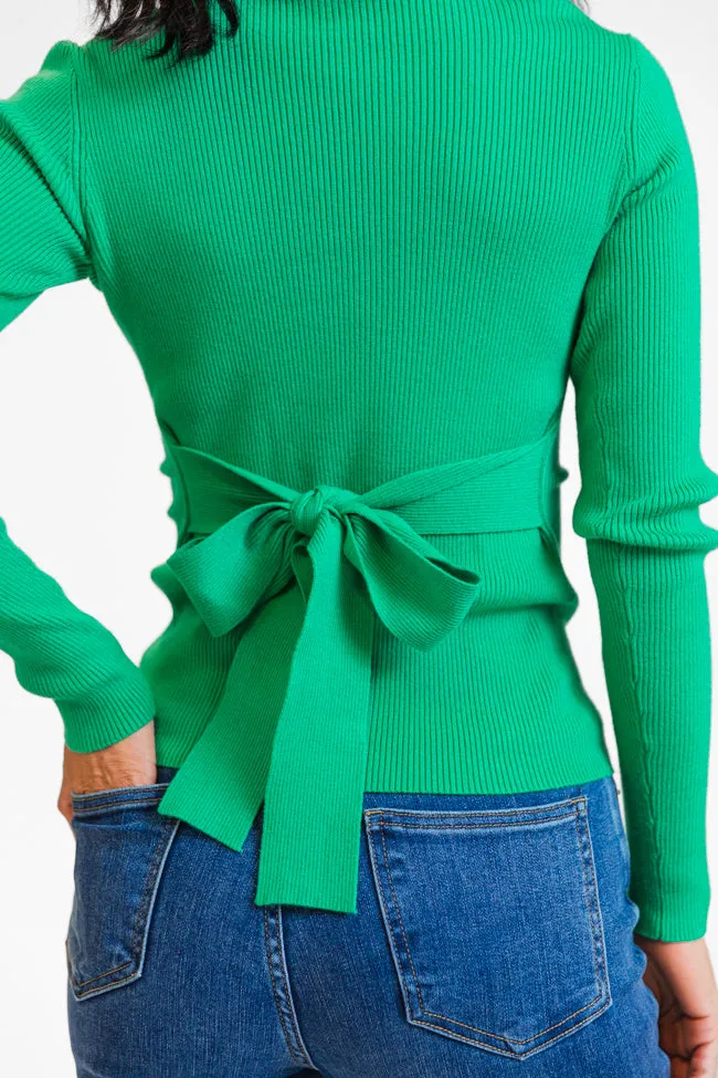 I Remember Everything Green Tie Back Turtleneck Sweater FINAL SALE