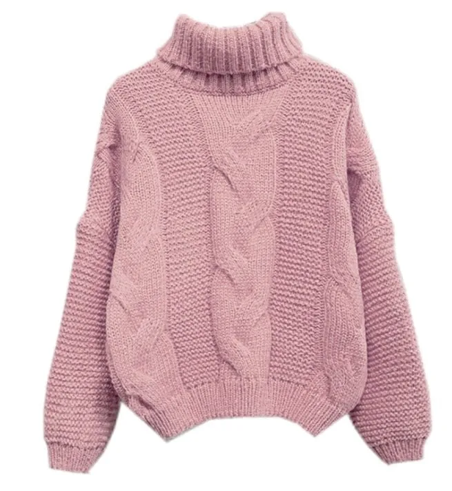 Joskaa Christmas Gift Fashion Knitted Sweater Women 2024 Autumn Winter Long Sleeve Turtleneck Short Pullovers Knitwear Jumper Pull Femme