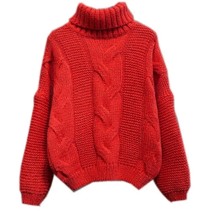Joskaa Christmas Gift Fashion Knitted Sweater Women 2024 Autumn Winter Long Sleeve Turtleneck Short Pullovers Knitwear Jumper Pull Femme