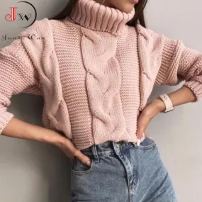 Joskaa Christmas Gift Fashion Knitted Sweater Women 2024 Autumn Winter Long Sleeve Turtleneck Short Pullovers Knitwear Jumper Pull Femme