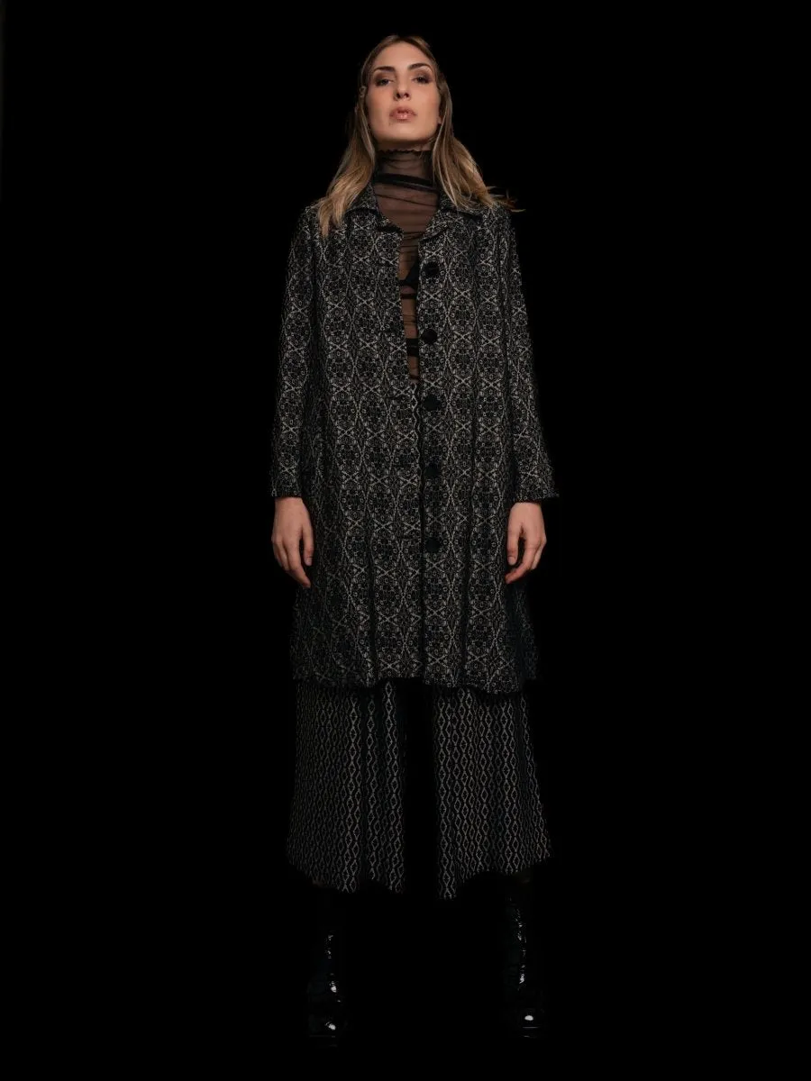Kaleidoscope Print Button Up Overcoat