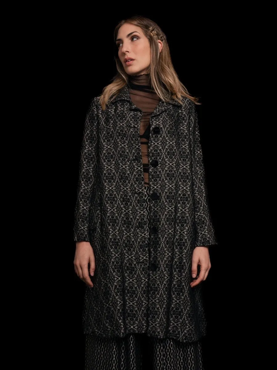 Kaleidoscope Print Button Up Overcoat