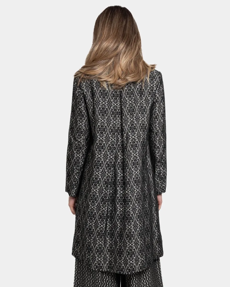 Kaleidoscope Print Button Up Overcoat