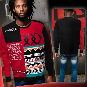 ^KOODOO^ (RED-MULTI) LUXURY CREWNECK SWEATSHIRTS (EMBROIDERY)