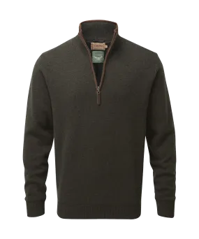 Lambswool Aerobloc Quarter Zip Jumper - Loden Green