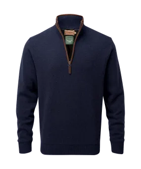 Lambswool Aerobloc Quarter Zip Jumper - Navy