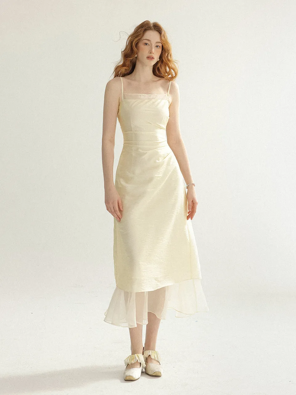 Lemon Silky Long Dress