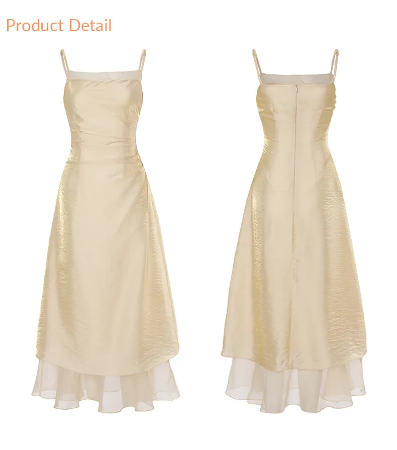 Lemon Silky Long Dress