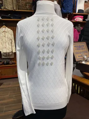 Leo & Ugo Women's Turtleneck W/ Gems on front and Sleeves in Ivory
