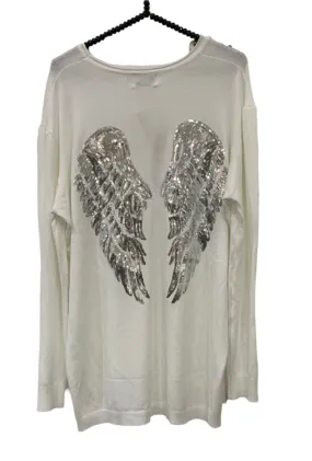 Limited Edition Angels Batwing Jumper In White Made In Italy By Feathers Of Italy