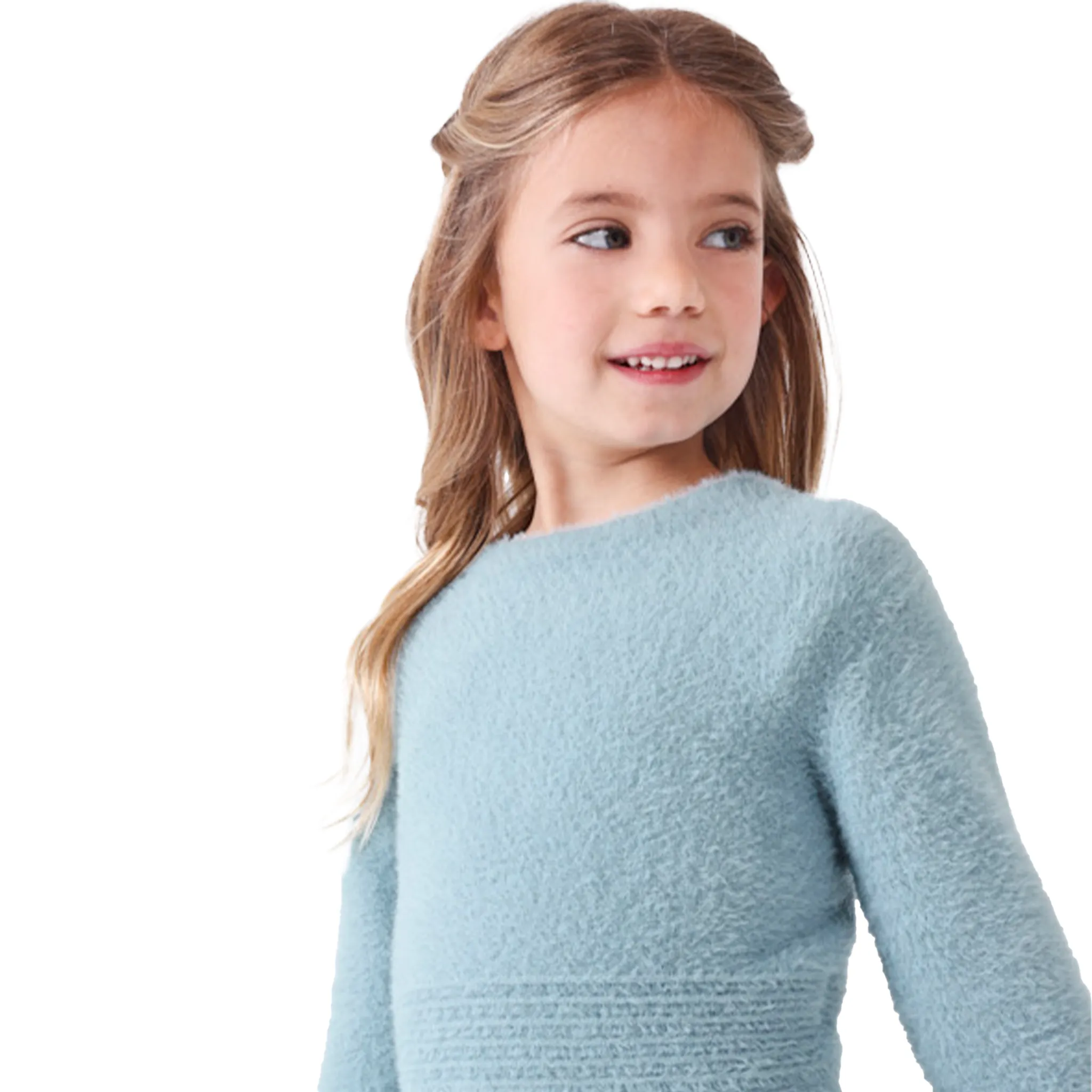 Long Sleeve Faux Fur Jumper For Kids