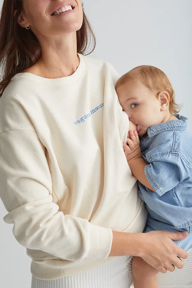 Marées - Sweat d'Allaitement - Vagues d'Amour - Nacré||Marées - Breastfeeding Crewneck - Vagues d'Amour - Pearly