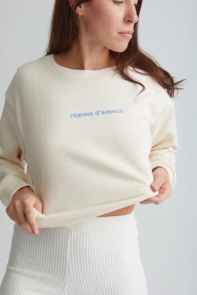 Marées - Sweat d'Allaitement - Vagues d'Amour - Nacré||Marées - Breastfeeding Crewneck - Vagues d'Amour - Pearly
