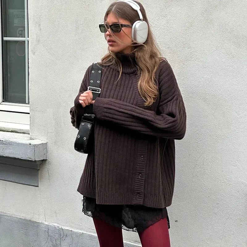 Masie - High neck jumper with buttons